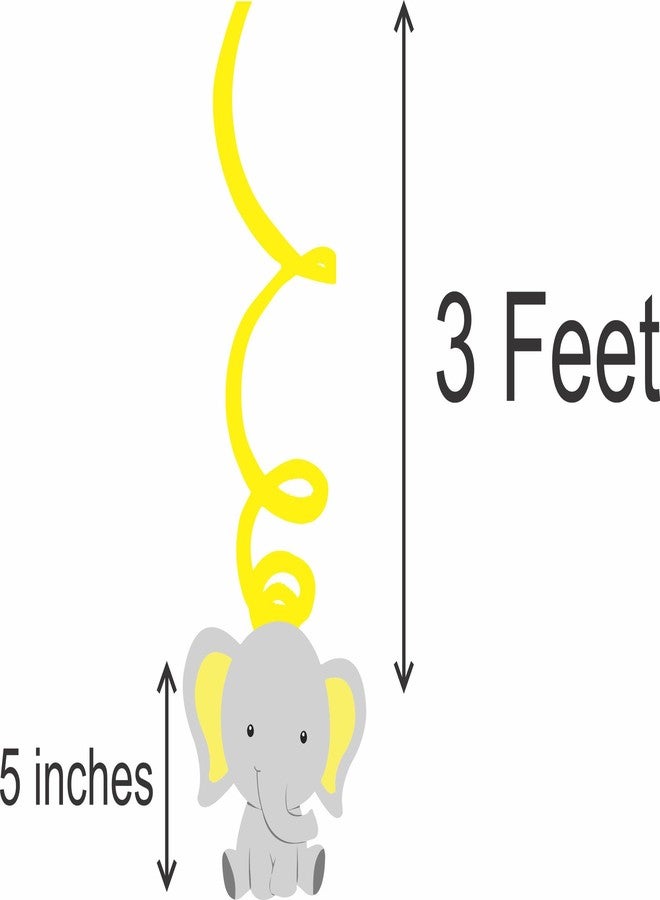 Untumble Elephant Theme Birthday Decorations Swirls Kit | Yellow, White & Grey Theme | Elephant Theme Decorations With Swirls, Posters, Happy Birthday Banner & Balloons | Pack of 66 - Image 3